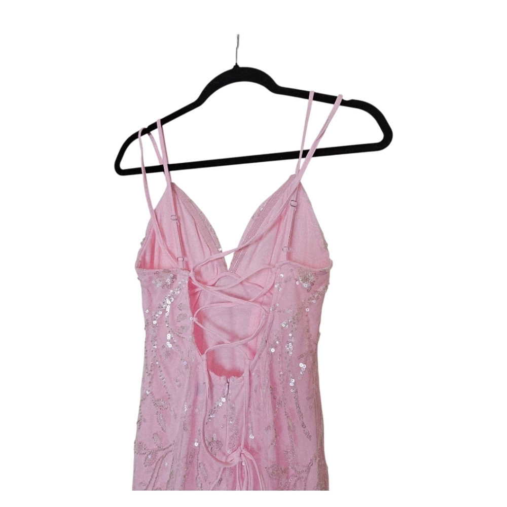 NWOT  - Lace Up Sequin & Beaded Corset Pink Mermaid PROM dress Women’s Size - XS - Picture 7 of 12